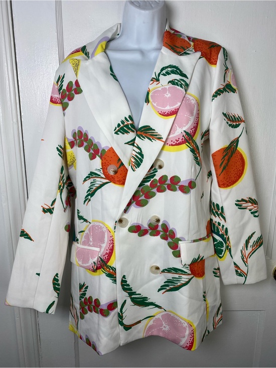 J.Renee Jackets & Blazers - Boutique J.Renee White Citrus-Print Double-Breasted Blazer